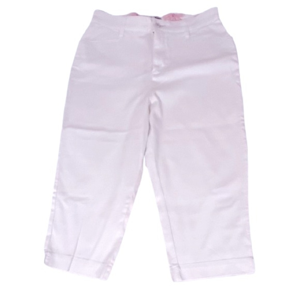 Lee- White Stretch Classic Cropped Pants. Size: 12 - Picture 2 of 4